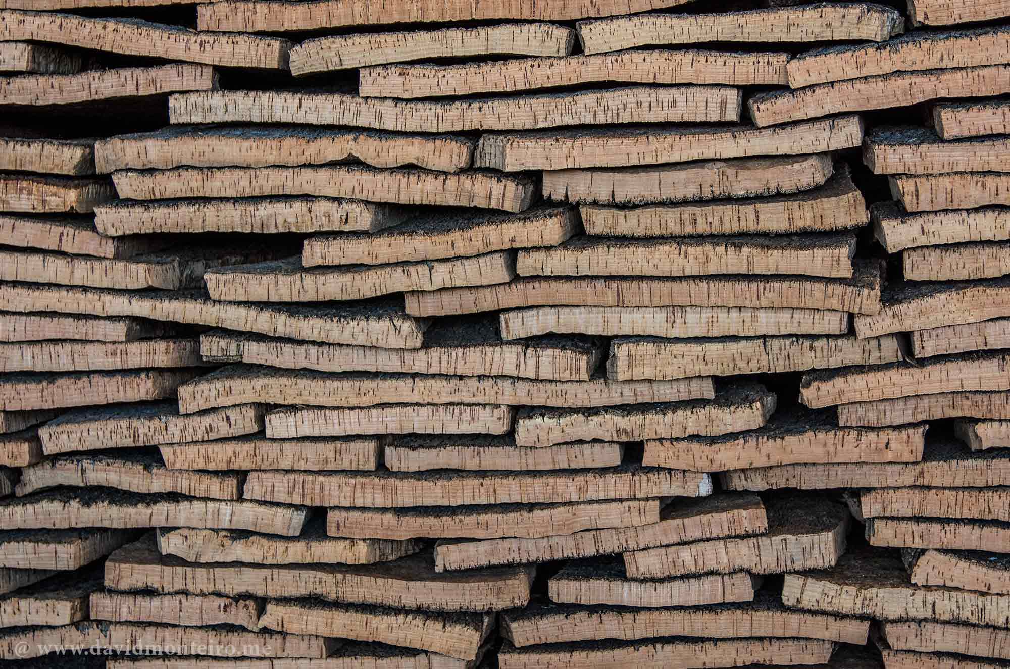 Cork piles from Portugal.