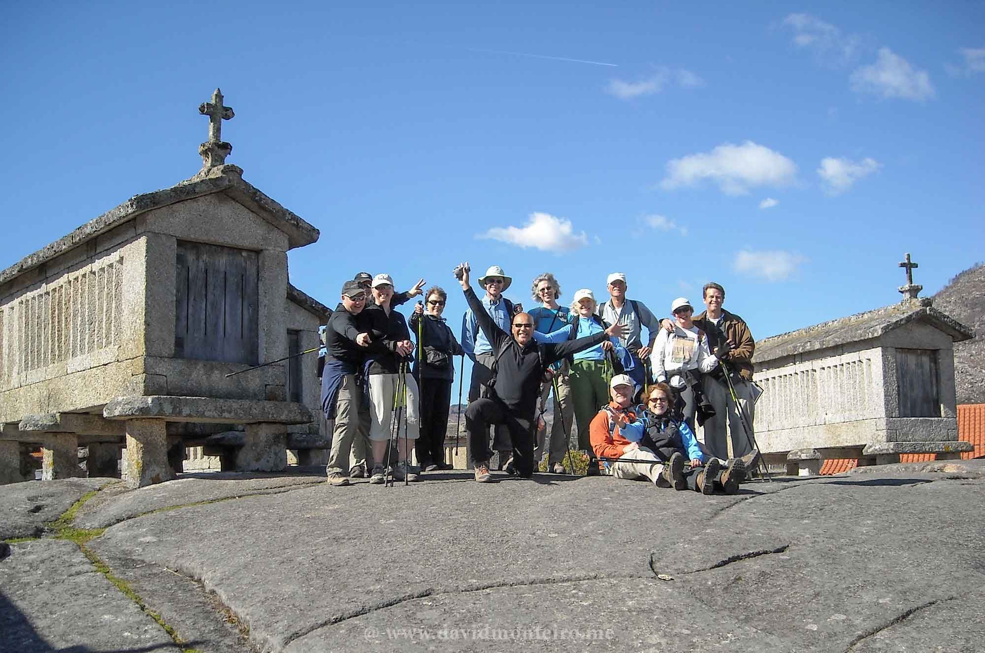 Walking group by the Espigueiros at Soajo